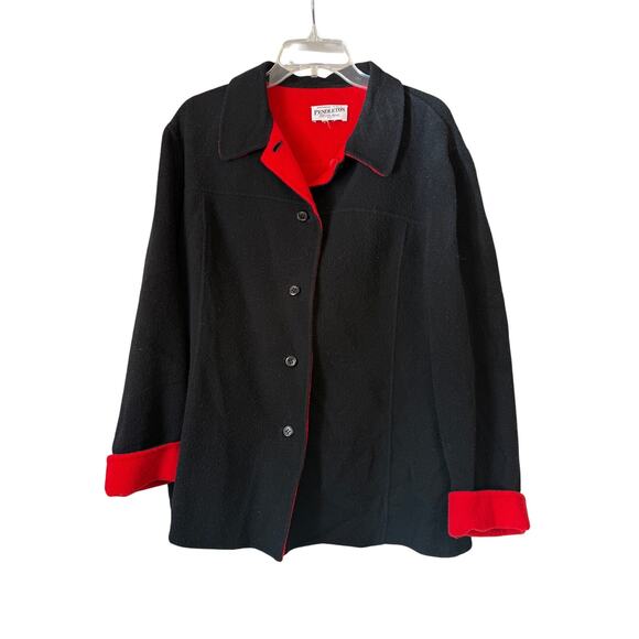 Vintage Pendleton Jacket Women's Plus Black Red Double Time Reversible Button - Picture 1 of 7